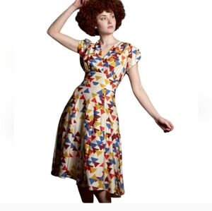 Palava Rita dress Kinetic triangles Midi Dress NWT Tencel Size 14